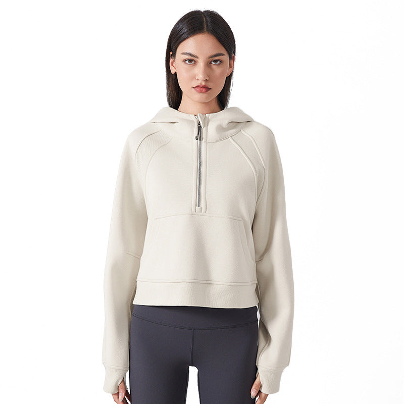 Fleece-Lined Half-Zip Yoga Hoodie for Warmth & Comfort