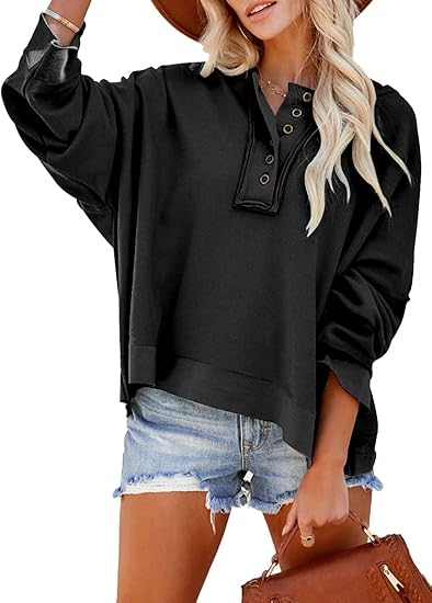 Women's Button-Up Mid-Sleeve Casual Hoodie