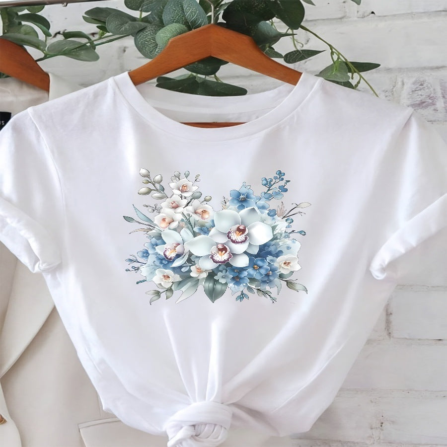 Printed Crew-Neck Plus-Size Short-Sleeve T-Shirt Top