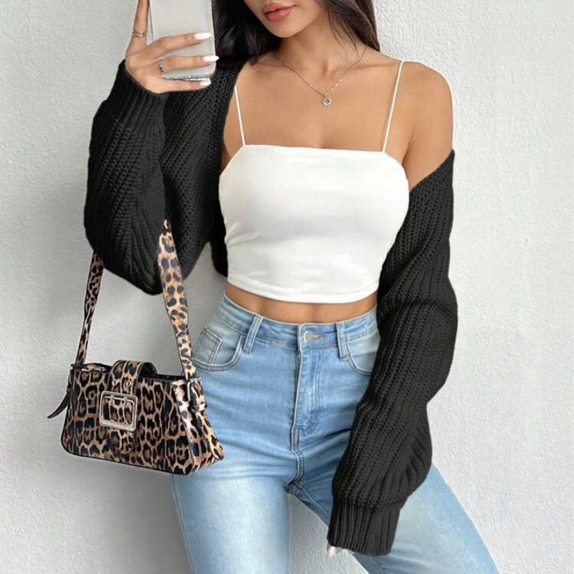 Ribbed Shawl-collar Sweater Coat Simple and Versatile Womens Knit Cardigan