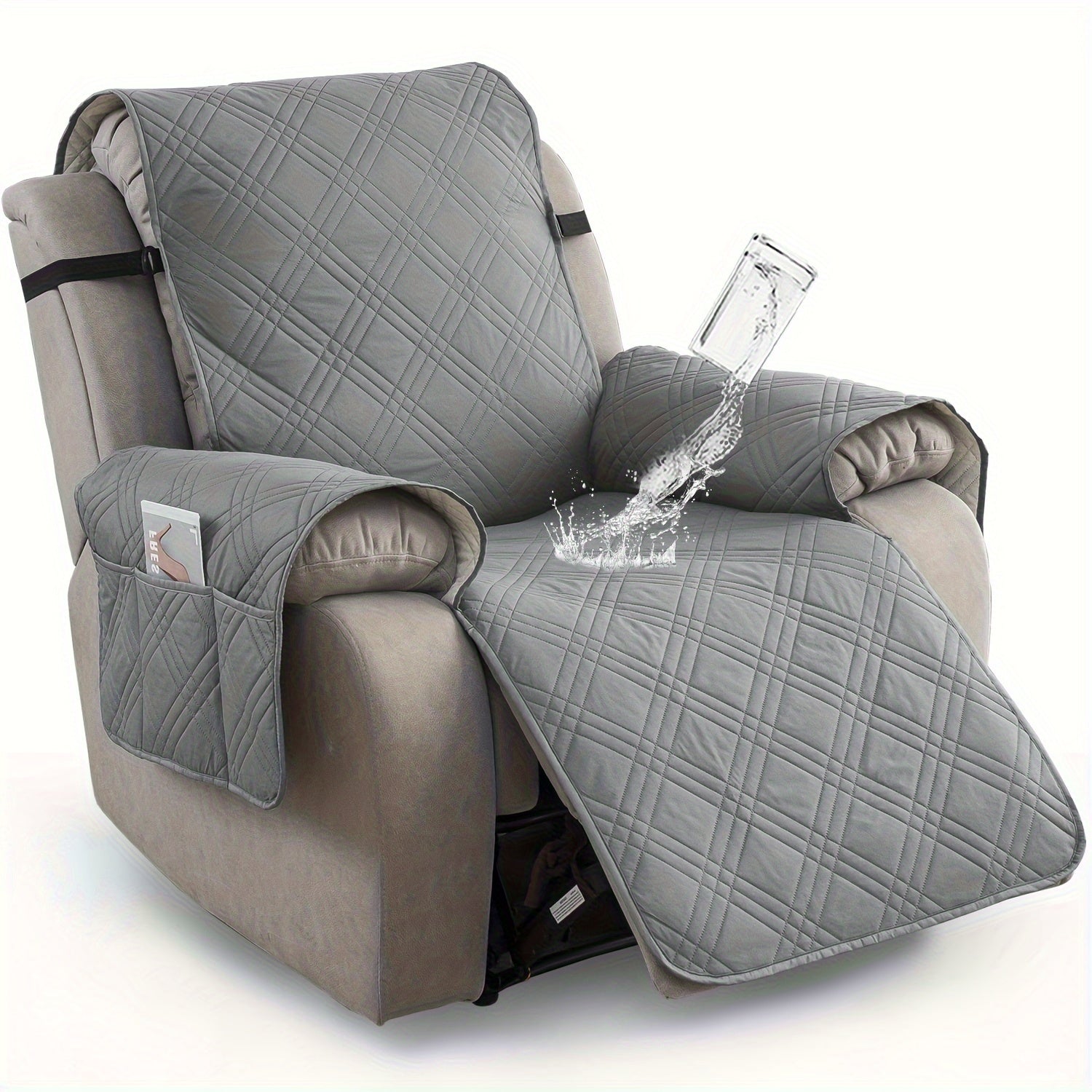 Waterproof Recliner Chair Cover with Pocket, Pet Scratch-Resistant Sofa Slipcover