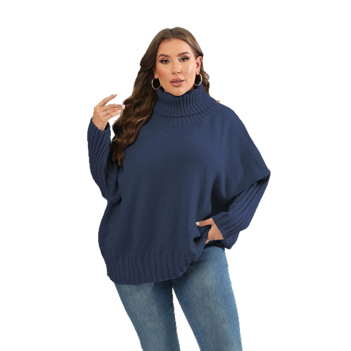 Womens Solid-color Loose-fitting Minimalist Pullover Sweater