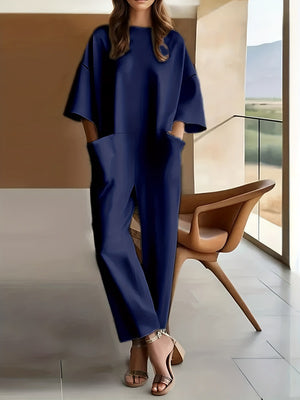 Women's Casual Wide-Leg Pocket Jumpsuit