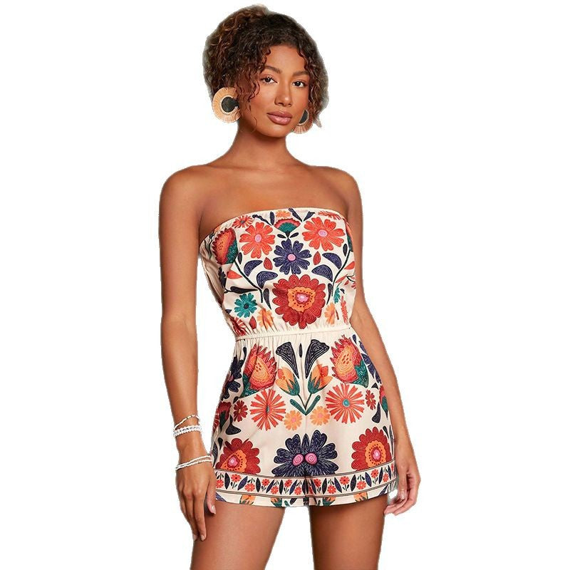 High-waisted Sexy Tube Top Sleeveless Backless Jumpsuit