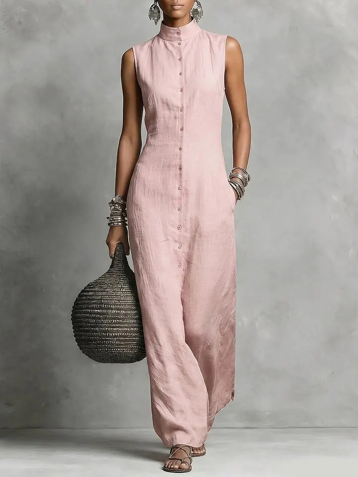 Chic Sleeveless Stand-Collar Jumpsuit for Women