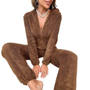 Plush Fleece-Lined Hooded Onesie Pajama Homewear