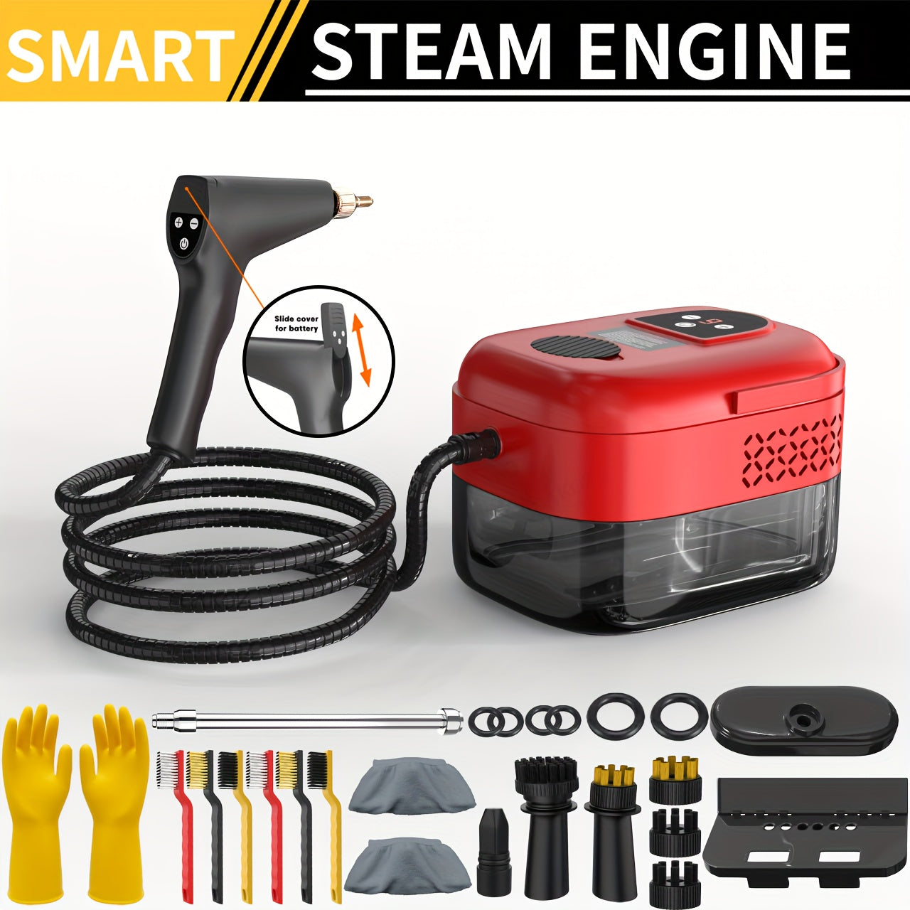 High-Pressure Steam Cleaner, Accessories Sold Separately, Household Steam Cleaner Handheld, Suitable for Kitchen Fumes, Sofas, Small Air Conditioners, Washing Machines, Carpet Cleaning, Car...