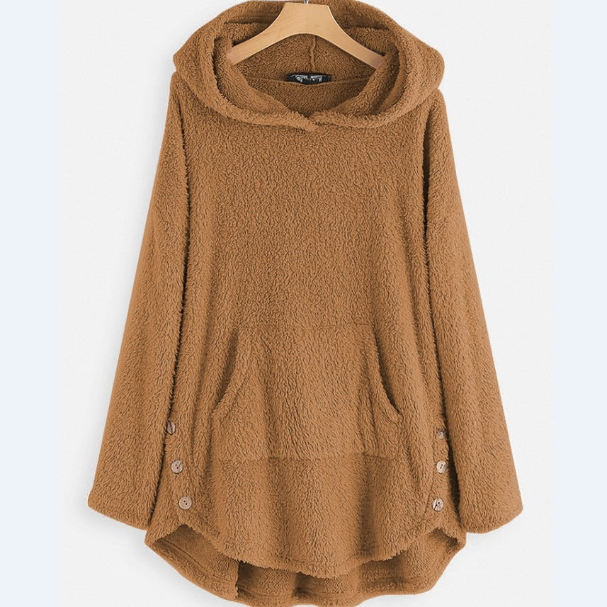 Women's Double-Sided Fleece Hooded Pullover Sweater