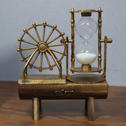 1pc Vintage Ferris Wheel Sand Timer, Wooden Base Desk Ornament, Craft Artwork, Keepsake, Home, Living Room Decor, Ideal for Indoor Use, No Power Required