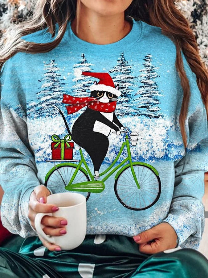 Women's Casual 3D Print Loose Pullover Sweater