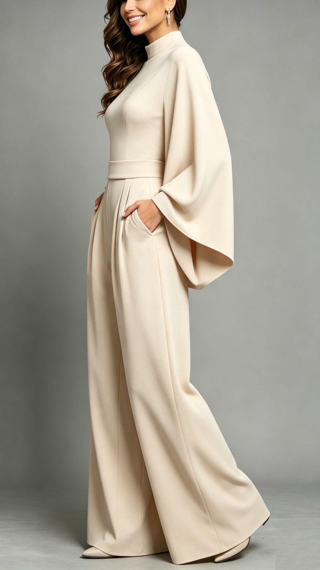 Womens Relaxed-fit Fashionable Long-sleeve Jumpsuit