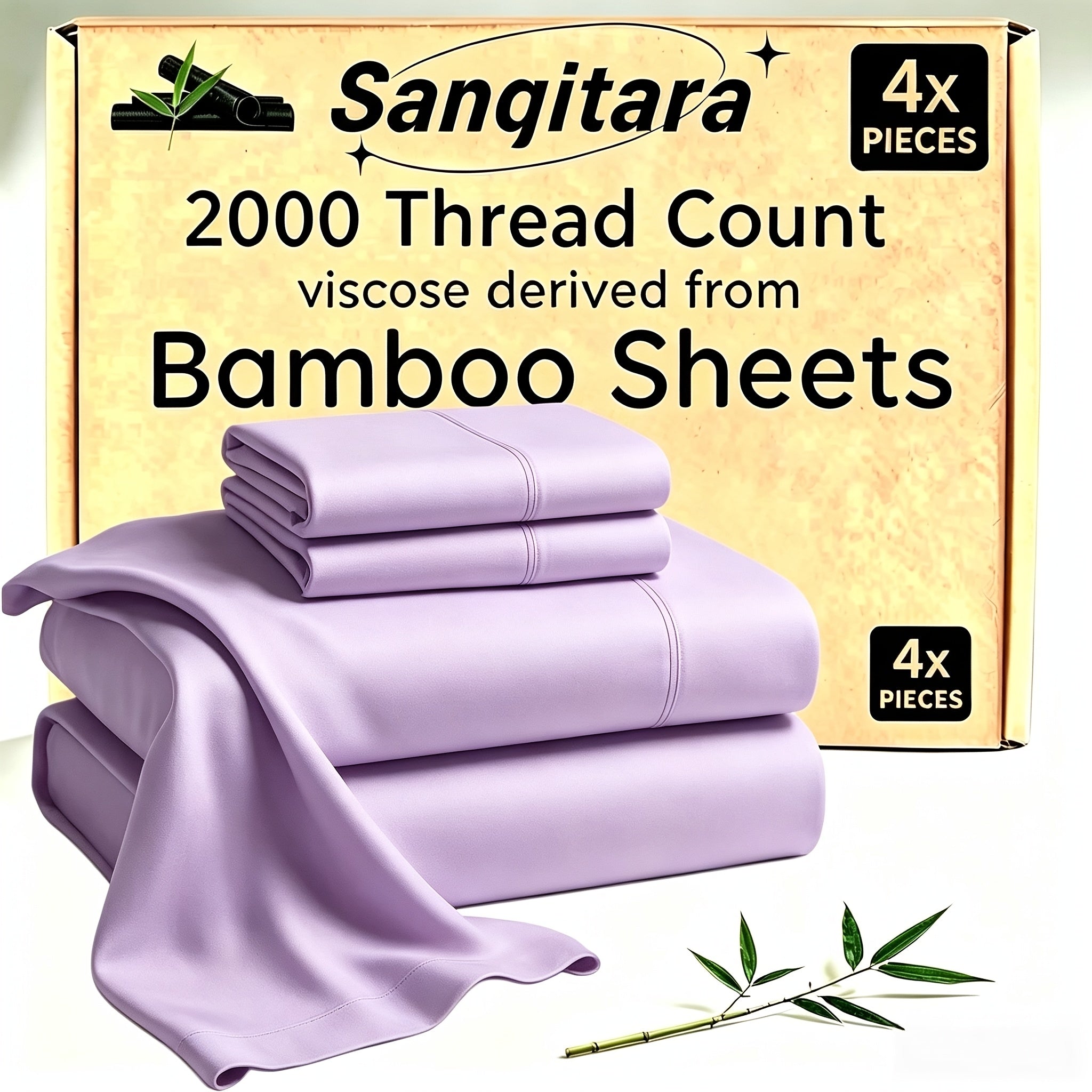 Bamboo Blend Cooling Bed Sheet Set for King Size Bed