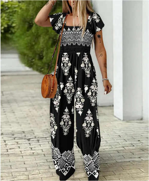 Women's Printed Wide-Leg Jumpsuit