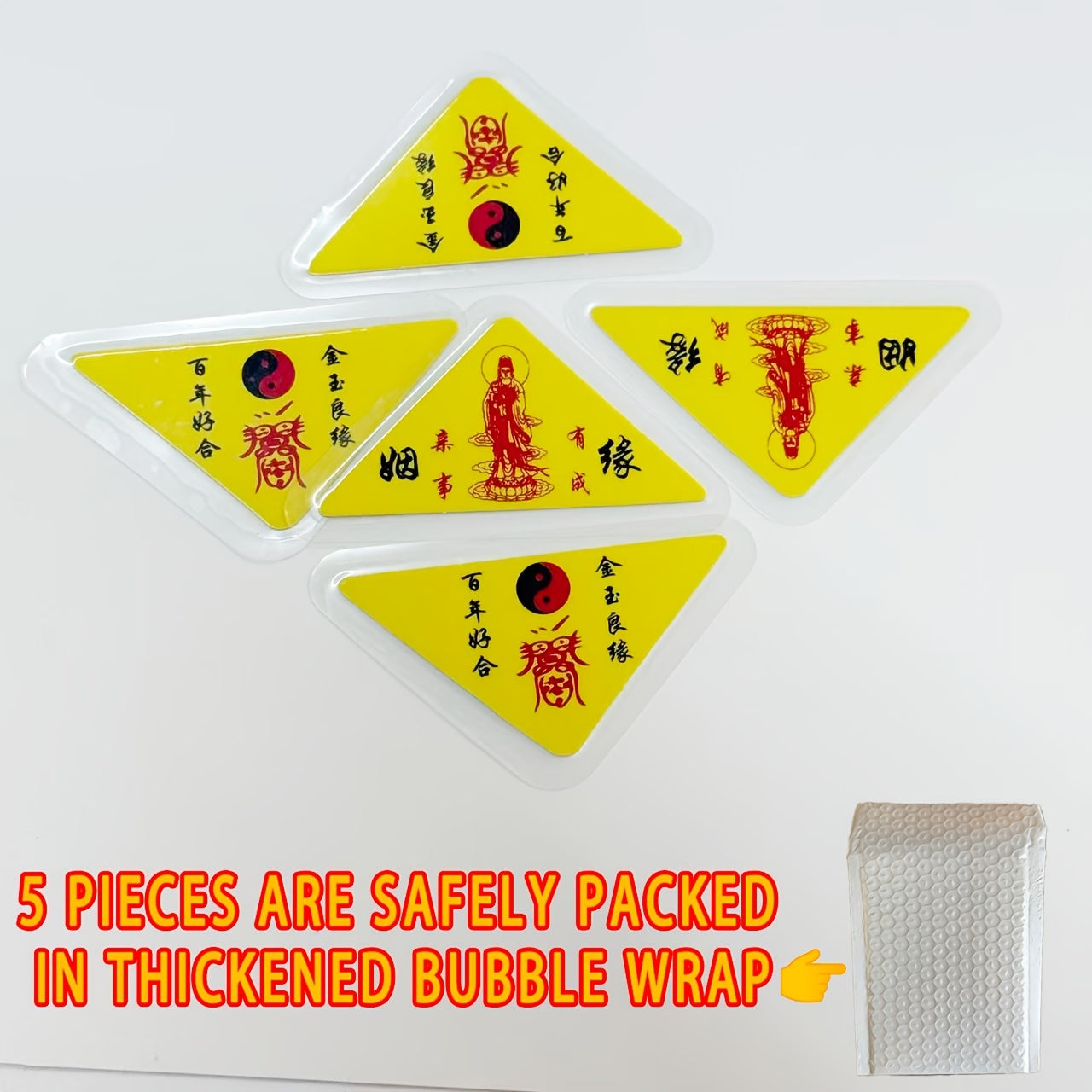 Blessed Chinese Temple Triangle Folding Amulet – Wealth Protection for Phones, Cars, Homes and Wallets (1 Piece)