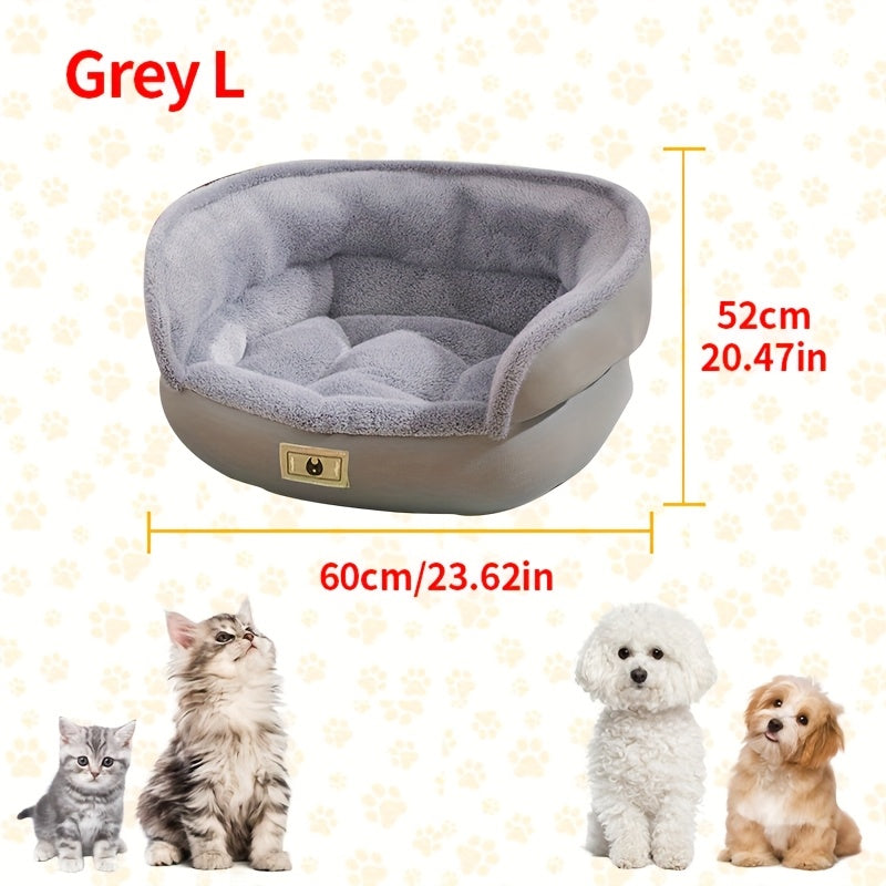 Cozy Plush Dog Bed With Plush Cushion - Soft Warm Bed For Small/medium Dogs, Durable Polyester, Machine Washable, Round Design With Heart Cutouts, Pet Bedding  Playful Dog Bed  Plush Polyester Bed