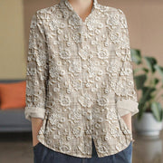 Women's Fashion Plus-size Lapel Long-sleeve Shirt Top