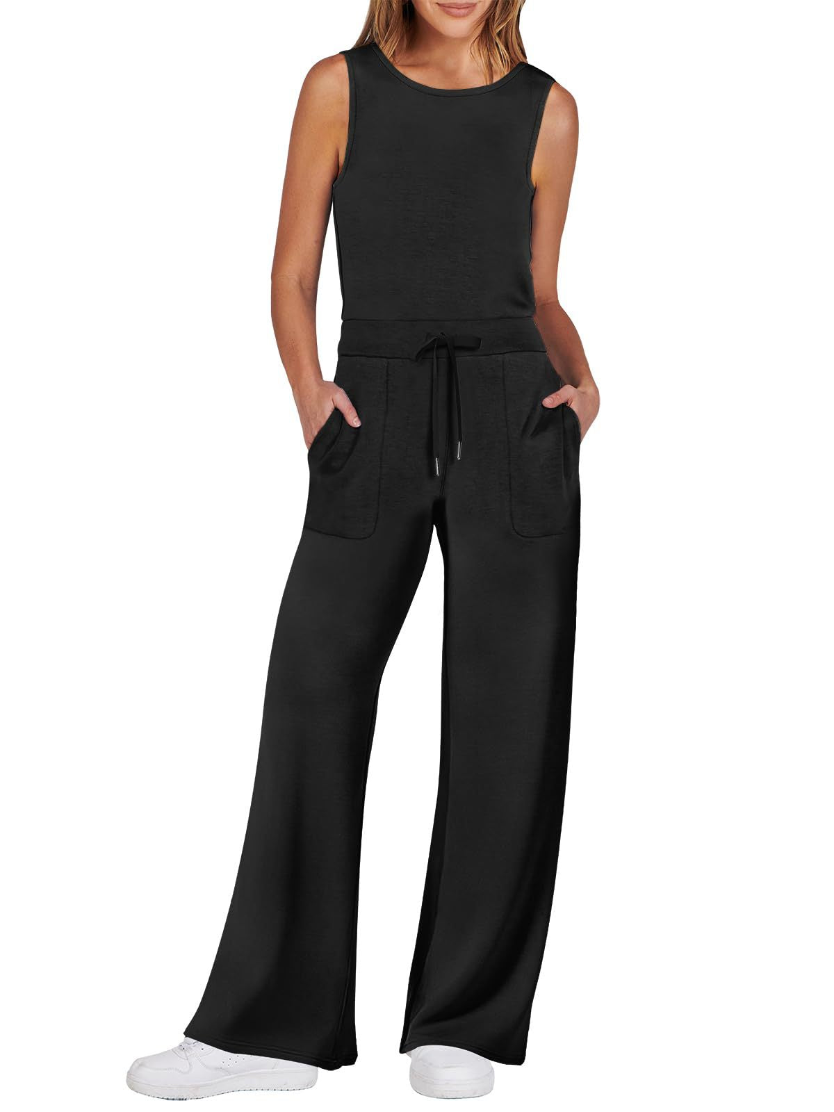 Slimming Sleeveless Casual Jumpsuit with Pockets