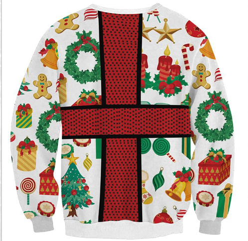 Festive Couple's Holiday Digital Print Long Sleeve Sweater