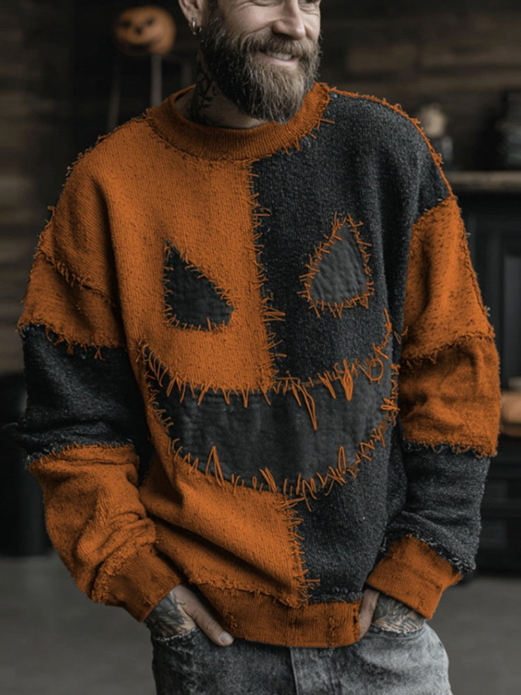 Digital-print Crew-neck Loose-fit Sweater