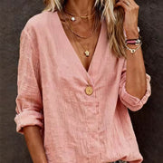 Casual Long-Sleeve V-Neck Regular Cardigan Multi-Colored Womens Top Shirt