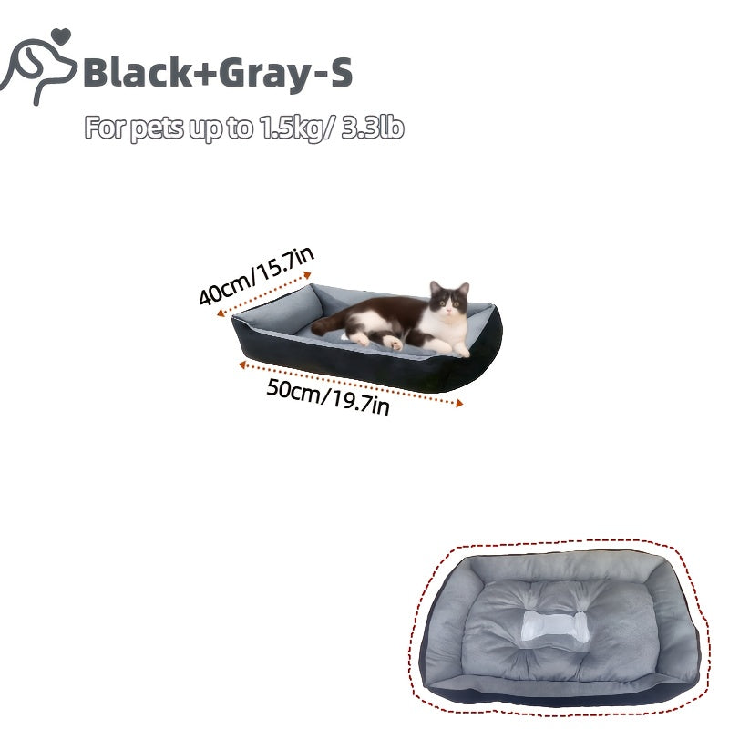 Dog Bed With Removable Cover - Thick Grey Square Pet For Large & Small Dogs, Puppies, Pomeranian, Golden Retriever - Plush Bedding, Durable -Filled For Joint & All-Season