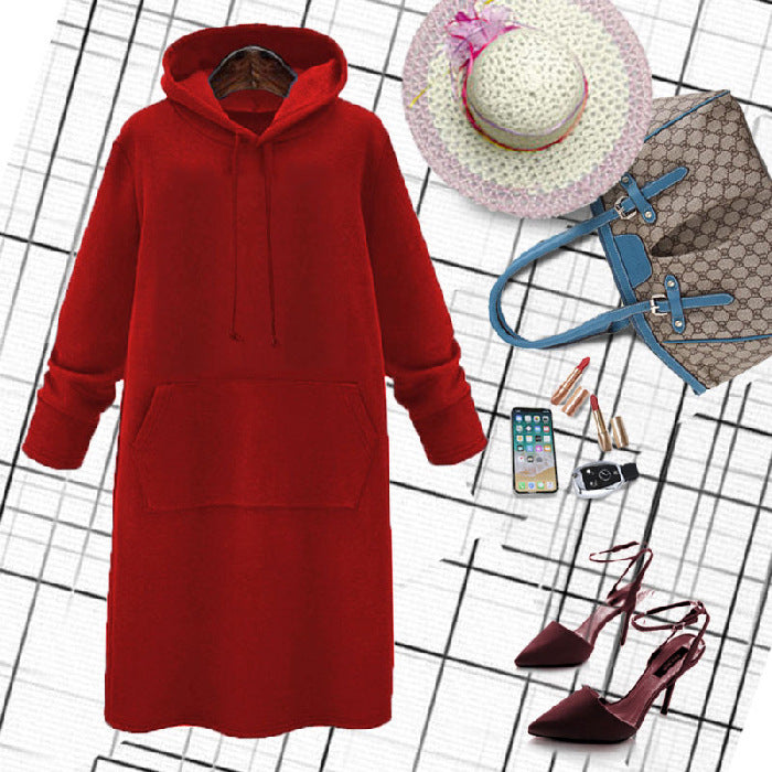 Sparkling Mid-Length Hooded Sweater Dress