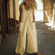 Casual Cotton Linen Sleeveless Loose Jumpsuit