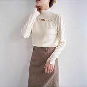 New Design Sense Niche Knitted Inner Match Bottoming Shirt Hollow-out Top for Women