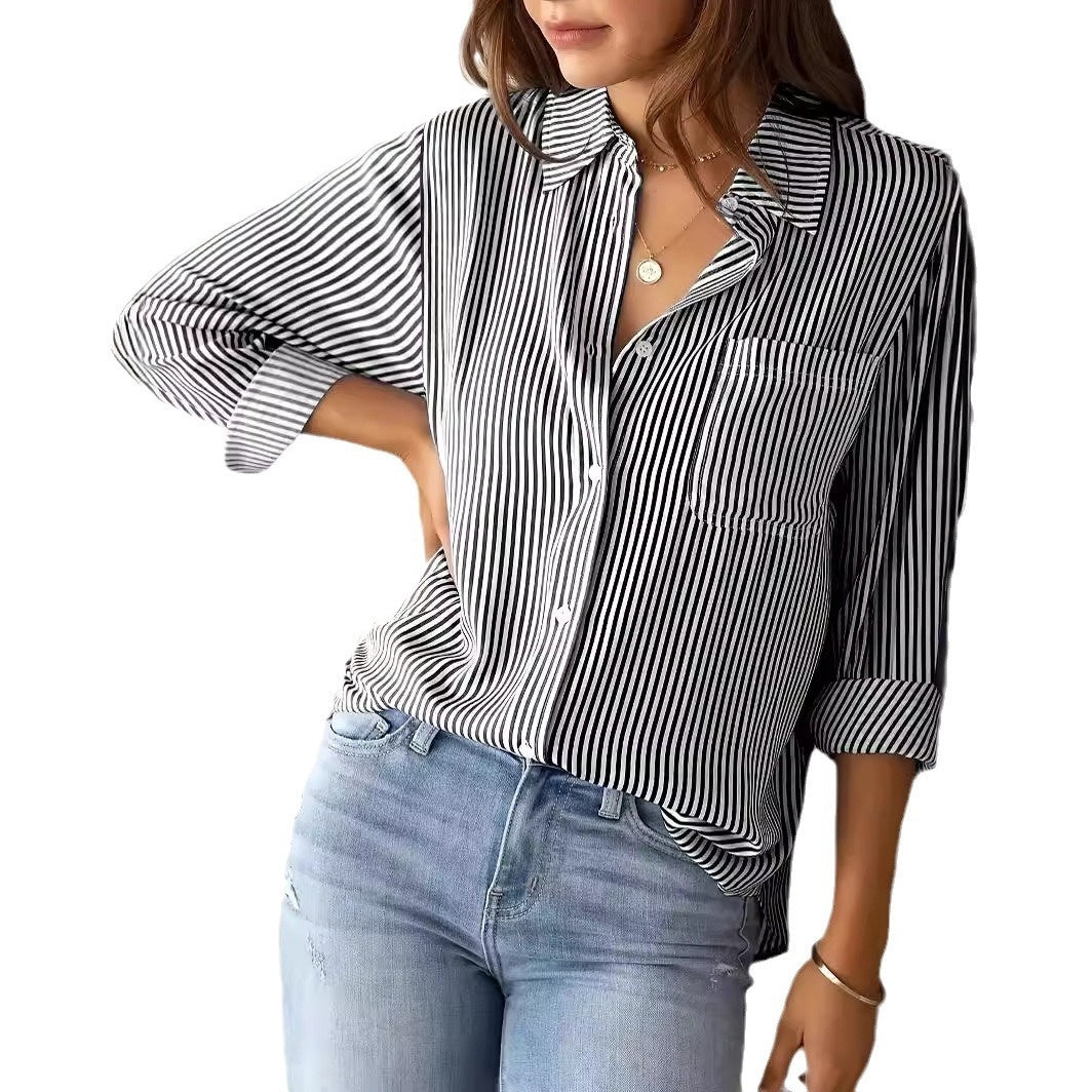 Women's Casual Plaid Long Sleeve Button-Down Shirt