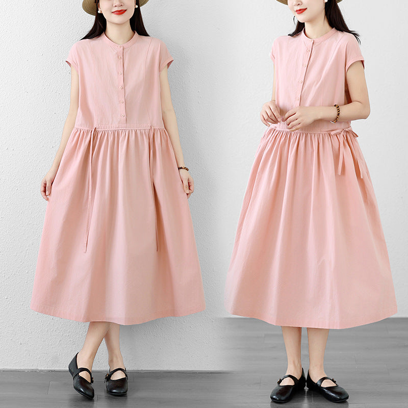 Summer Short-sleeved Long Skirt Mid-length