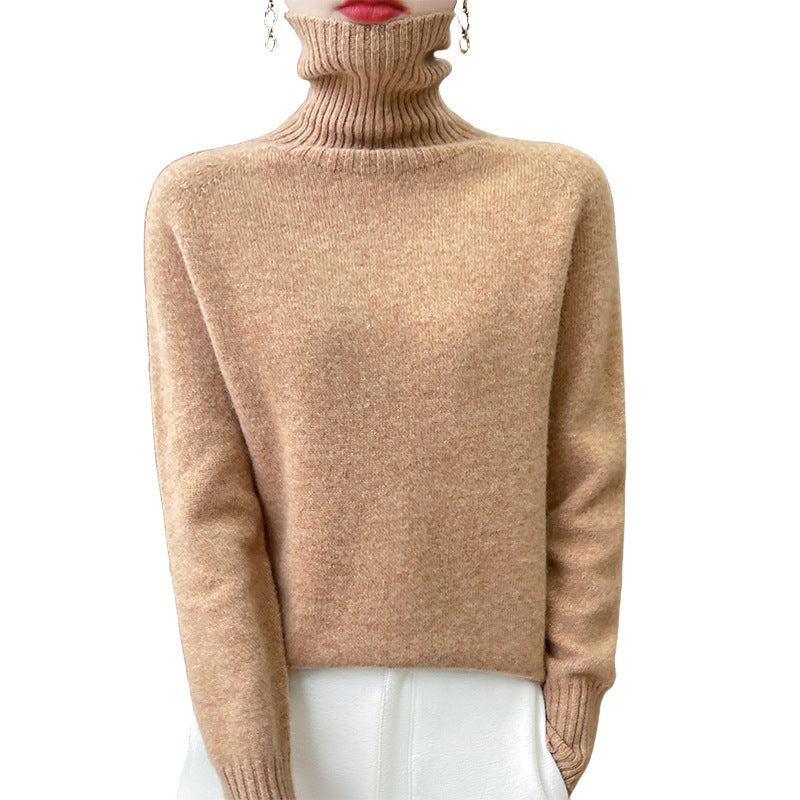 Knitted Sweater Solid-color Long-sleeve Pullover Relaxed-fit Bottoming Top