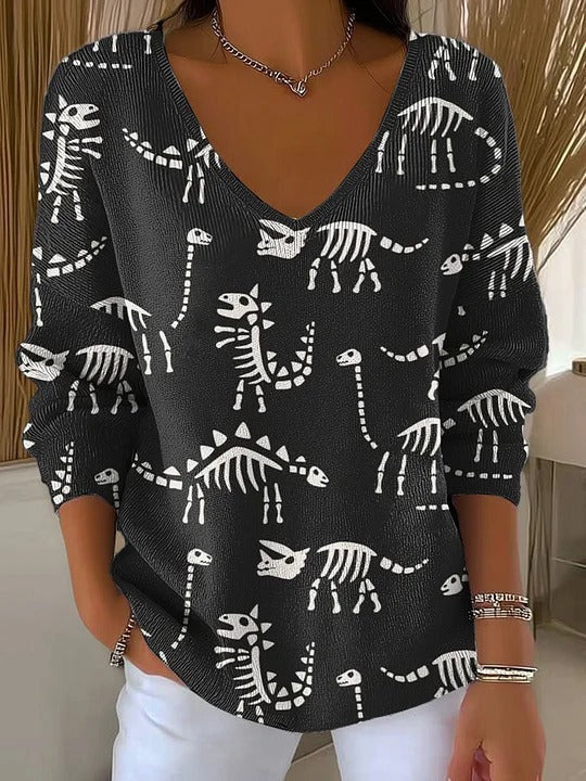 Long Sleeve Sweater Autumn and Winter Printing Fashion Loose Cool Sweaters Women's Clothing