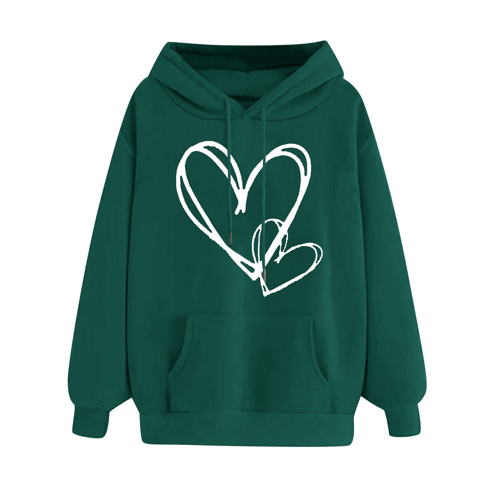 Matching Heart Print Long-Sleeve Couple Hoodies