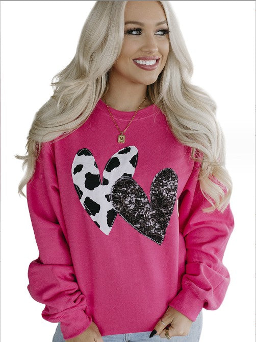 Women's Loose Printed Round Neck Long Sleeve Sweater