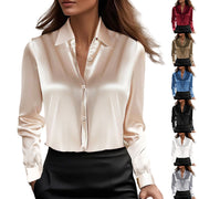 Autumn Fashion Temperament Solid Color Lapel Long Sleeve Shirt Women's Clothing