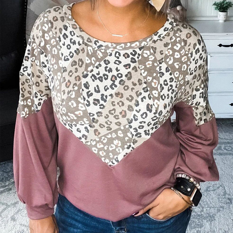 Chic Leopard Patchwork Loose Autumn & Winter Sweater