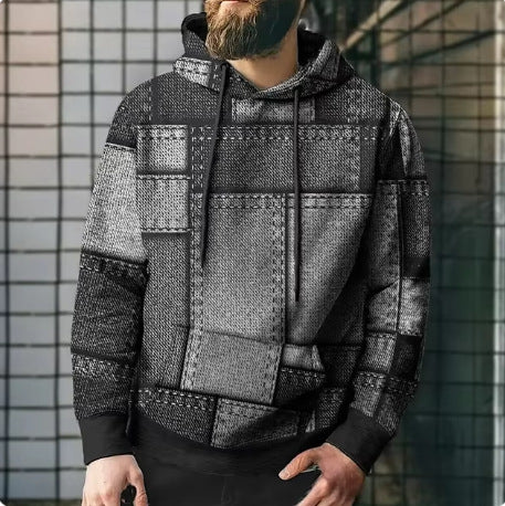 Colorblock Plaid Hooded Sweatshirt