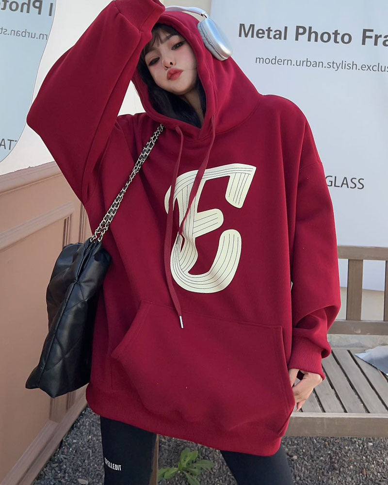 Plush Velvet Padded Hooded Sweatshirt
