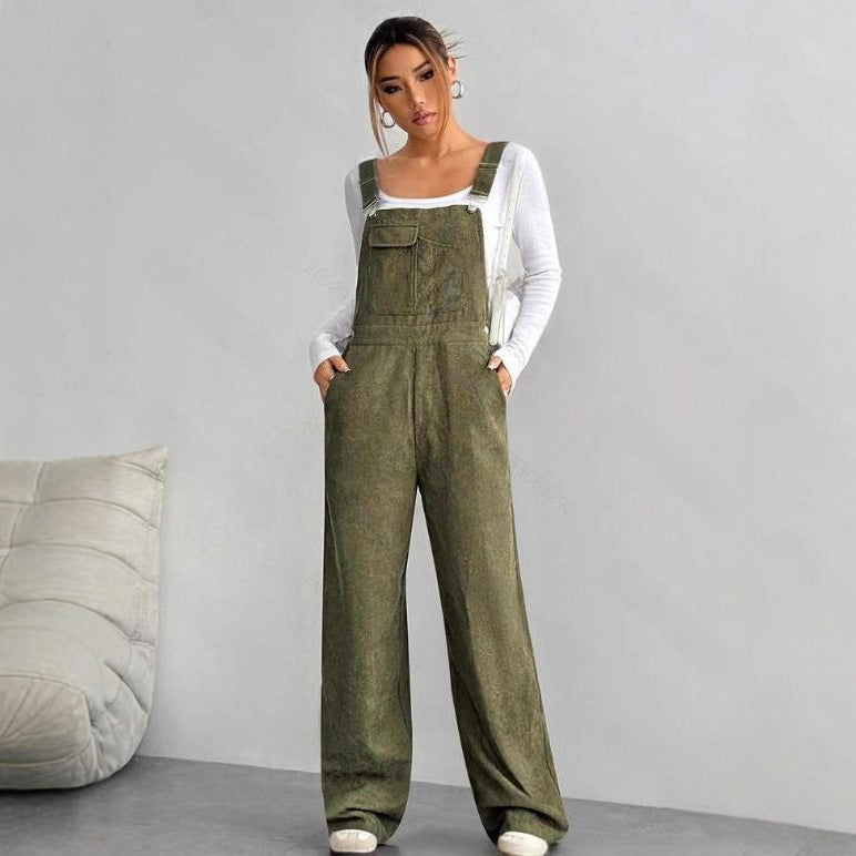 Corduroy Slimming Loose-fitting Jumpsuit