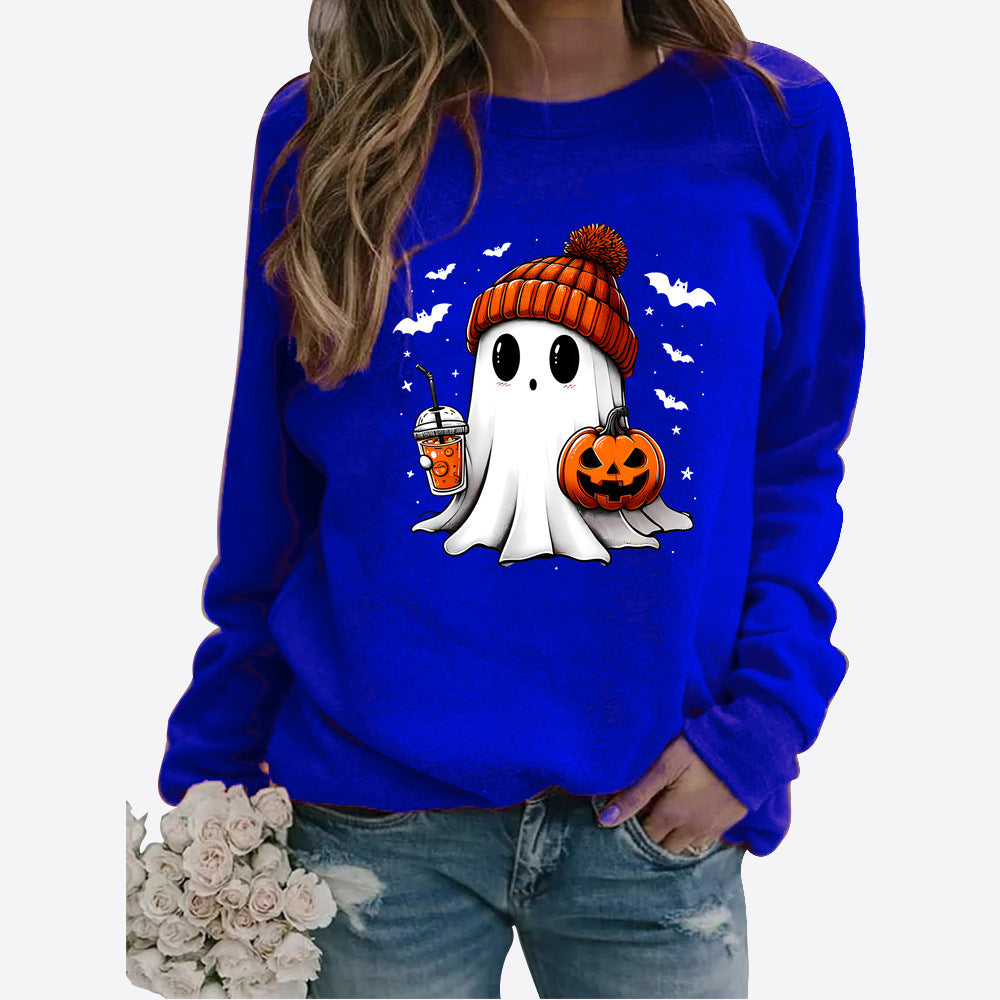 Halloween Print Long Sleeve Pullover Sweater