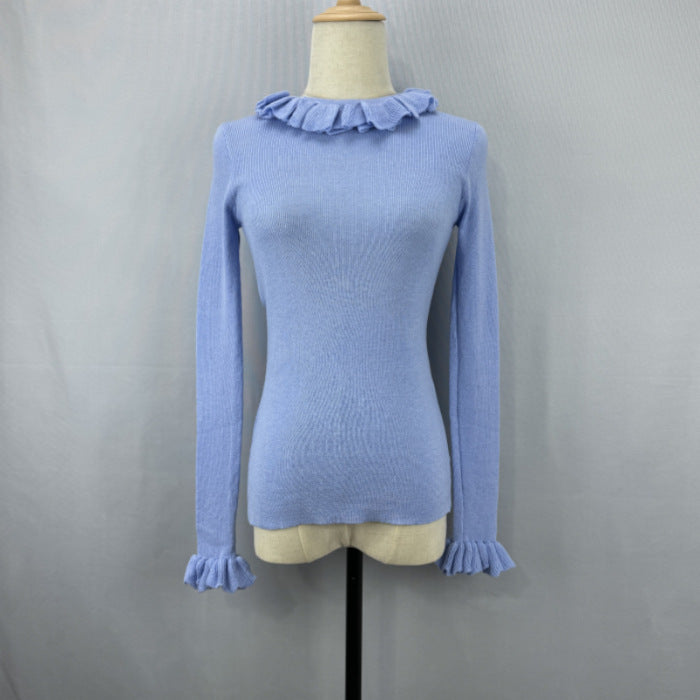 Chic Ribbed-neck Stand-collar Knitted Bottoming Shirt