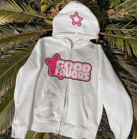 Unisex Printed Rhinestone Zip-Up Hooded Cardigan
