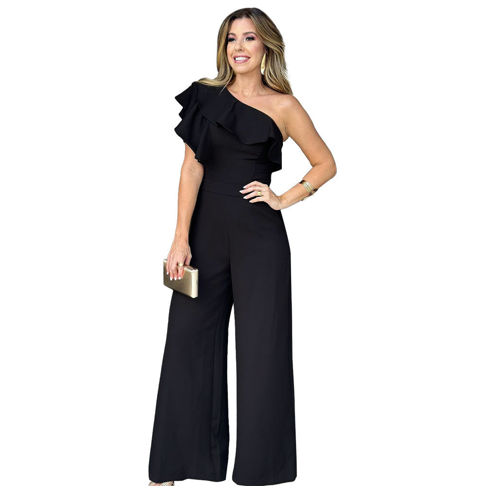 Elegant High-Stretch Loose Straight Women's Jumpsuit