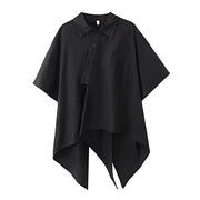 Edgy Asymmetric Black Short‑Sleeve Top – One‑Size Trendy Fit