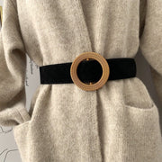 Classic Black Belt for Women - All-Match Round Buckle Girdle