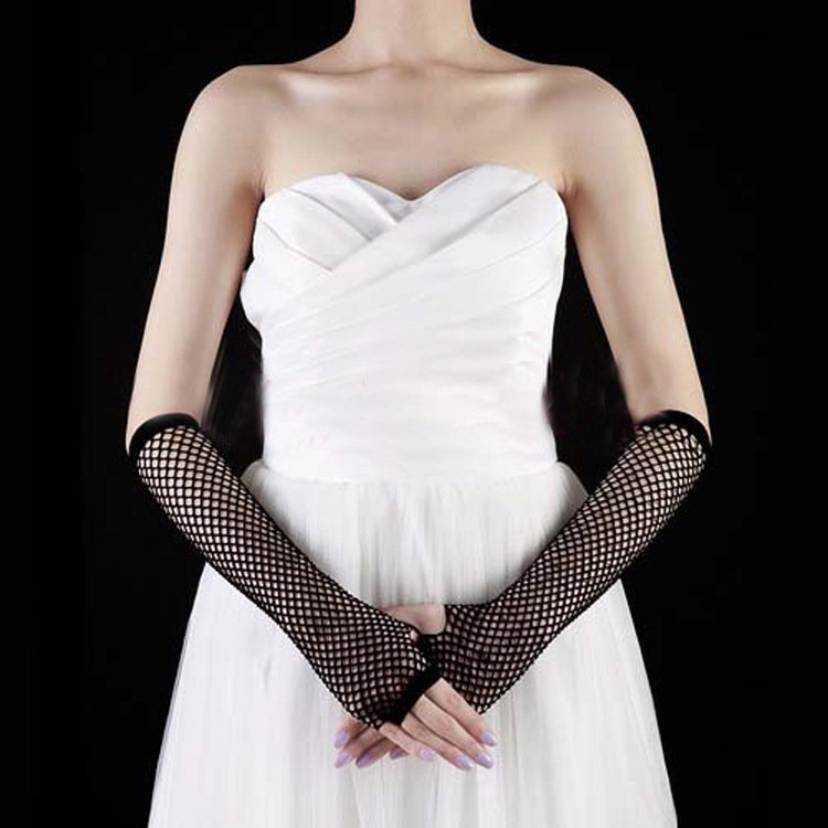 Sexy Mesh Gloves for Women, All-Match Long Fingered Hand Covers