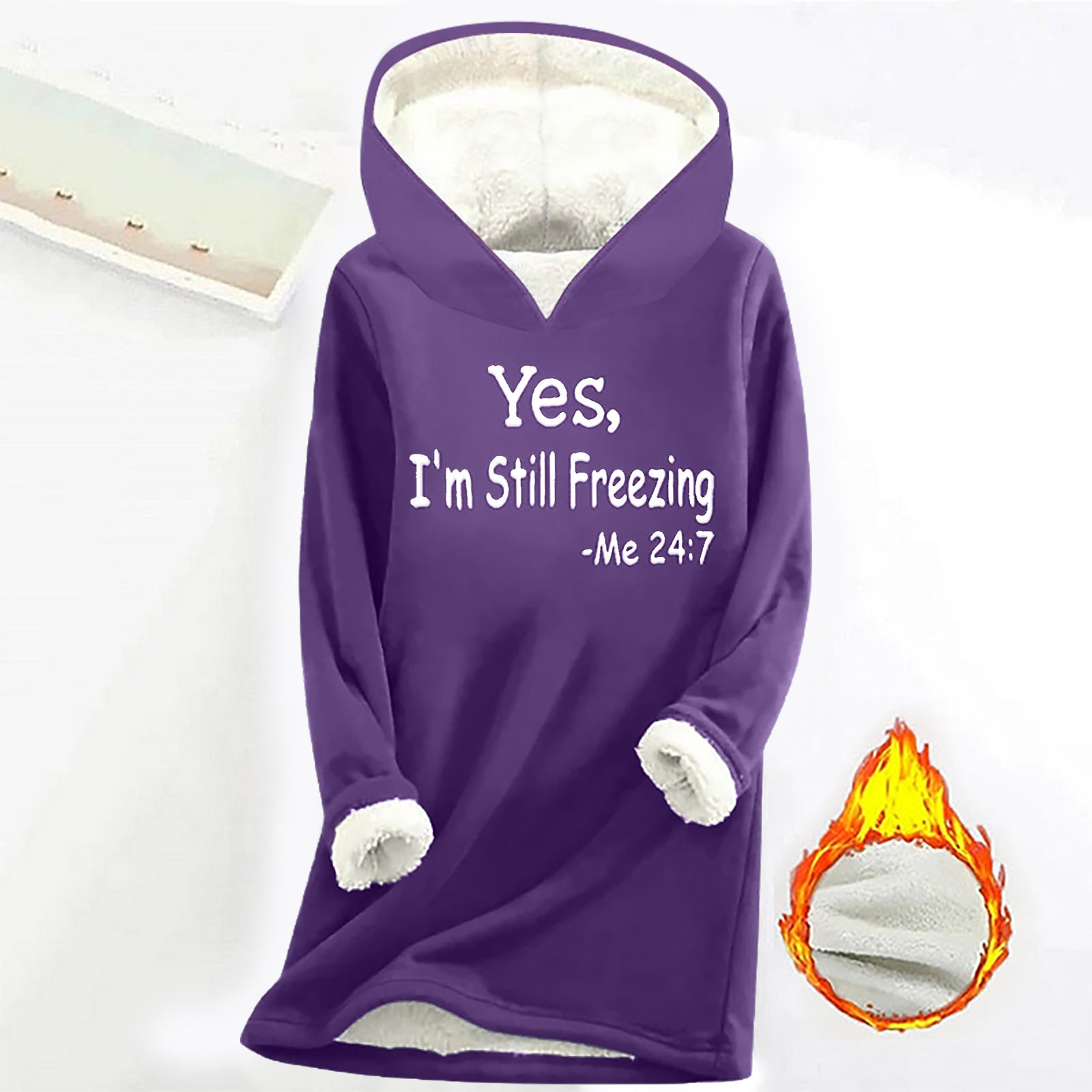 Cozy Plush Long Sleeve Offset Print Pullover Sweater