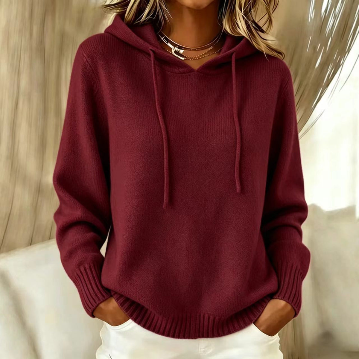 Womens Pocketed Pullover Sweater Casual and Stylish