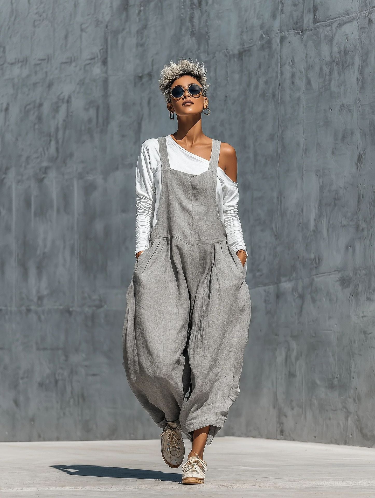 Women's Casual Loose-Fit Wide-Leg Jumpsuit