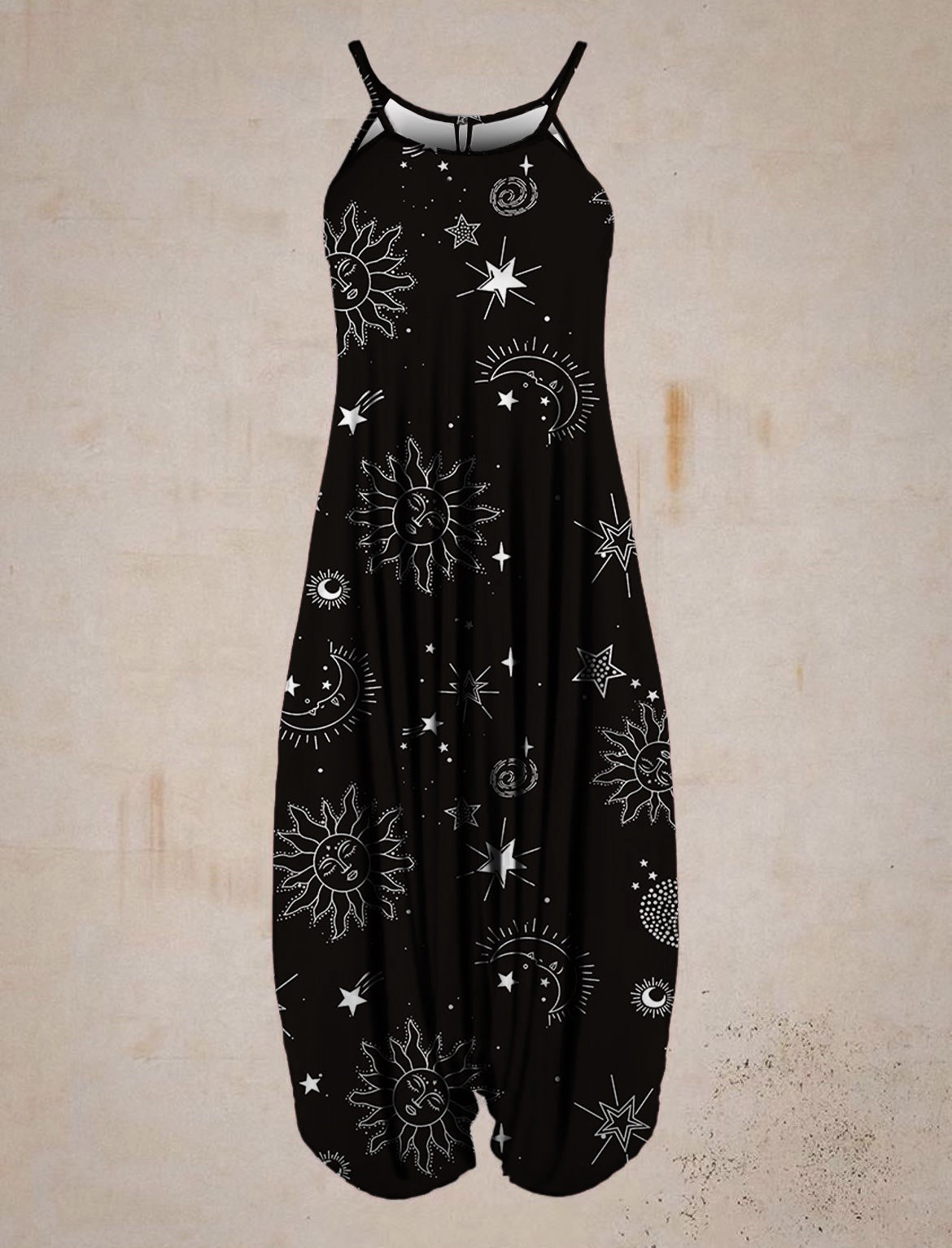 Boho Printed Harem Drop-Crotch Jumpsuit